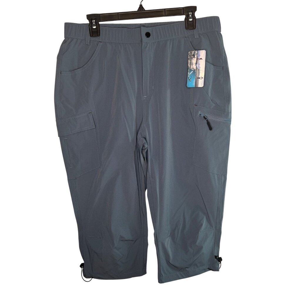 Flewolch Women's Lightweight Outdoor Cargo Pants Elastic Waist & Drawstring Blue